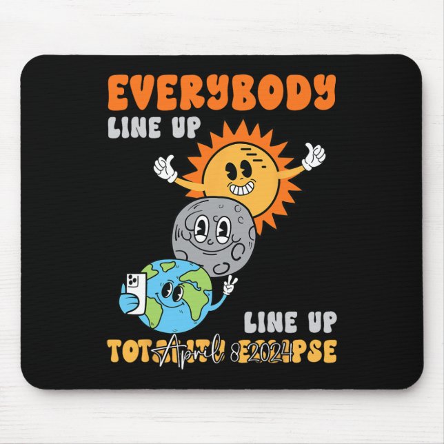 Teacher Solar Eclipse April 8 2024 Funny Cute Eart Mouse Pad (Front)