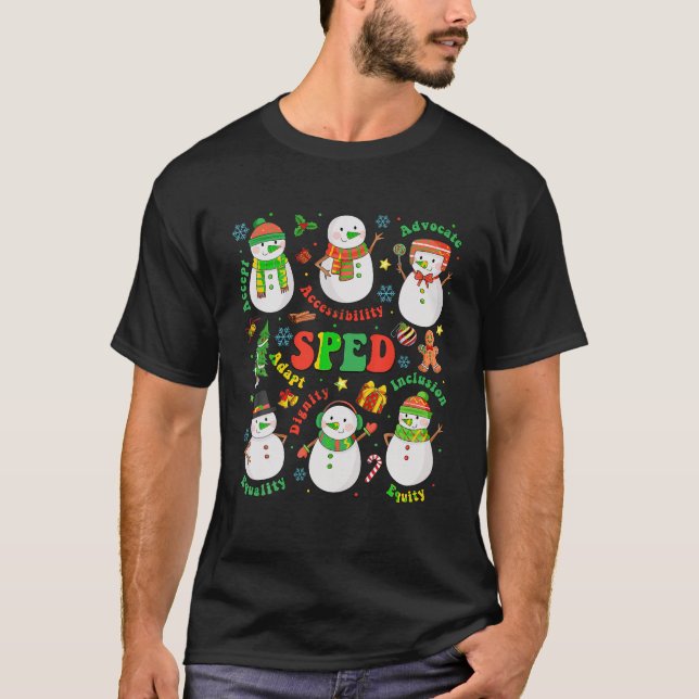 Teacher Special Education SPED Merry Christmas Cut T-Shirt (Front)