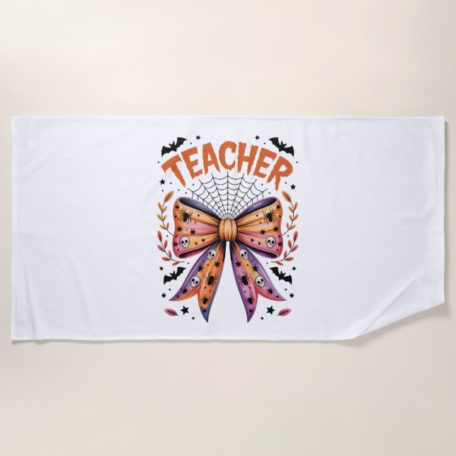 Teacher Spooky Halloween Beach Towel (Front)