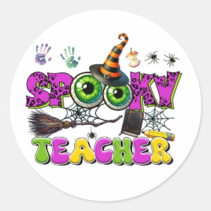 Teacher Spooky Halloween Classic Round Sticker