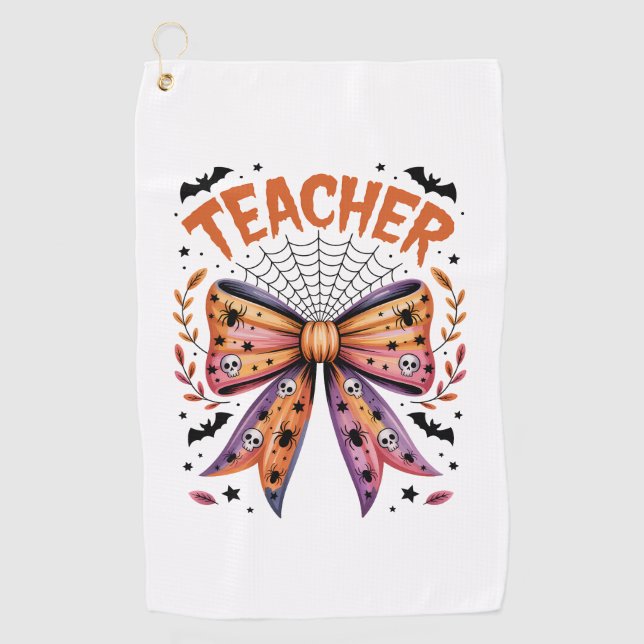 Teacher Spooky Halloween Golf Towel (Front)