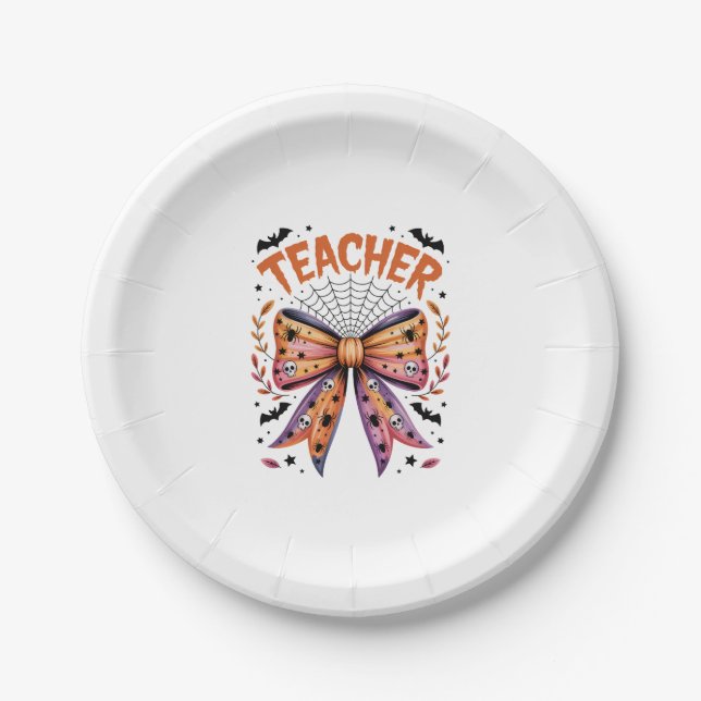 Teacher Spooky Halloween Paper Plate (Front)