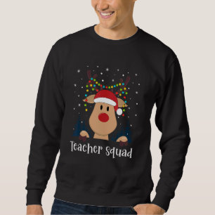 Teacher Squad Christmas Reindeer Lights Tree Xmas  Sweatshirt