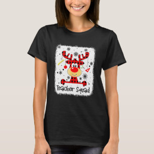 Teacher Squad Cute Red Plaid Reindeer Snow Christ T-Shirt
