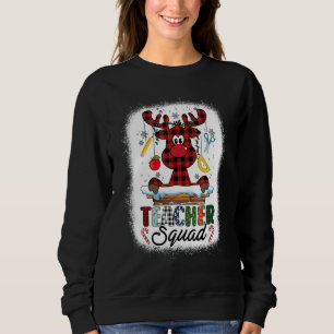 Teacher Squad Reindeer Bleached   Teacher Christma Sweatshirt