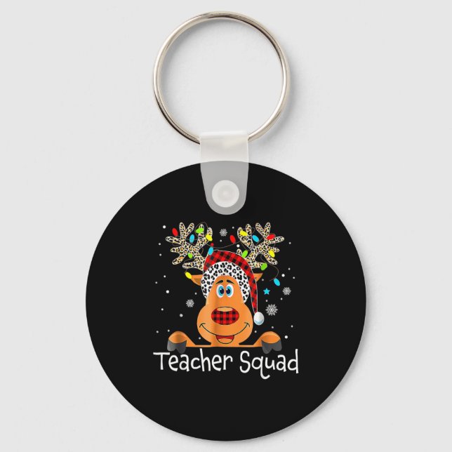 Teacher Squad Reindeer Teacher Christmas Xmas  Key Ring (Front)