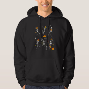 Teacher Squad Retro Halloween Skeleton Dance Pumpk Hoodie