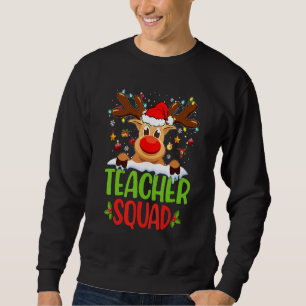 Teacher Squad Santa Reindeer Christmas Lights Xmas Sweatshirt