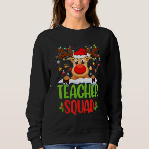 Teacher Squad Santa Reindeer Christmas Lights Xmas Sweatshirt