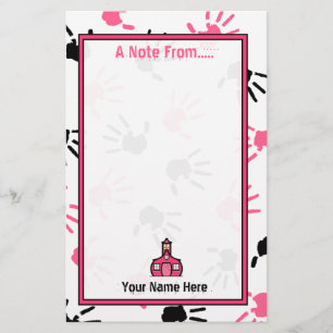 Teacher Stationery - Pink & Black Handprints