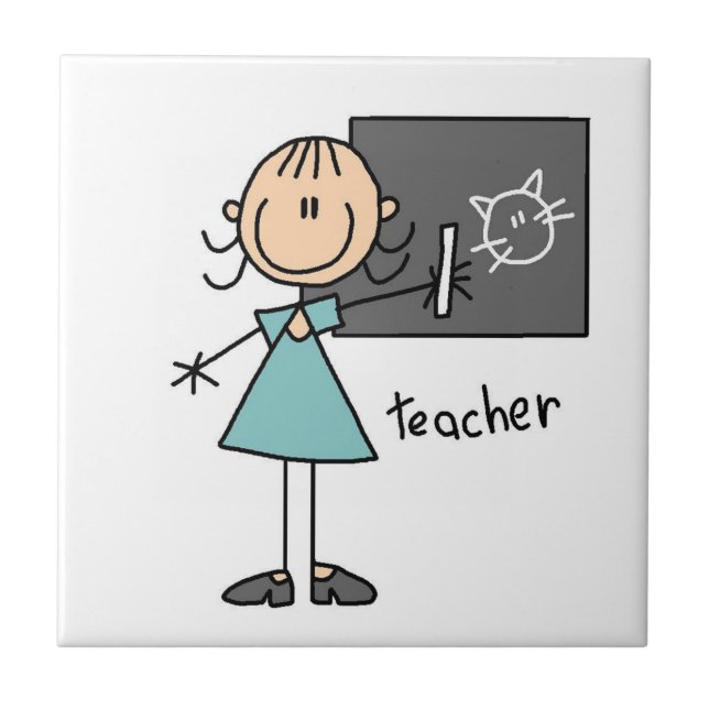Teacher Stick Figure Ceramic Tile (Front)