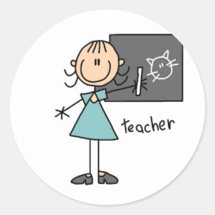 Teacher Stick Figure Classic Round Sticker