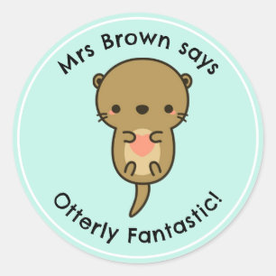 Teacher Stickers Personalised Funny Otter Reward