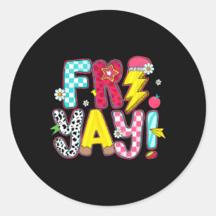 Teacher Student Back To School Fri-yay Happy Frida Classic Round Sticker