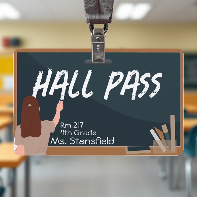 Teacher Student Chalkboard Classroom Hall Pass ID Badge (Teacher Student Chalkboard Classroom Hall Pass Badge
)