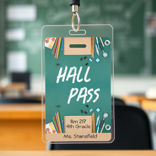 Teacher Student Classroom Bathroom Hall Pass ID Badge
