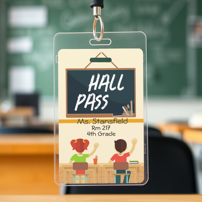 Teacher Student Classroom Chalkboard Hall Pass ID Badge (Teacher Student Classroom Chalkboard Hall Pass Badge
)