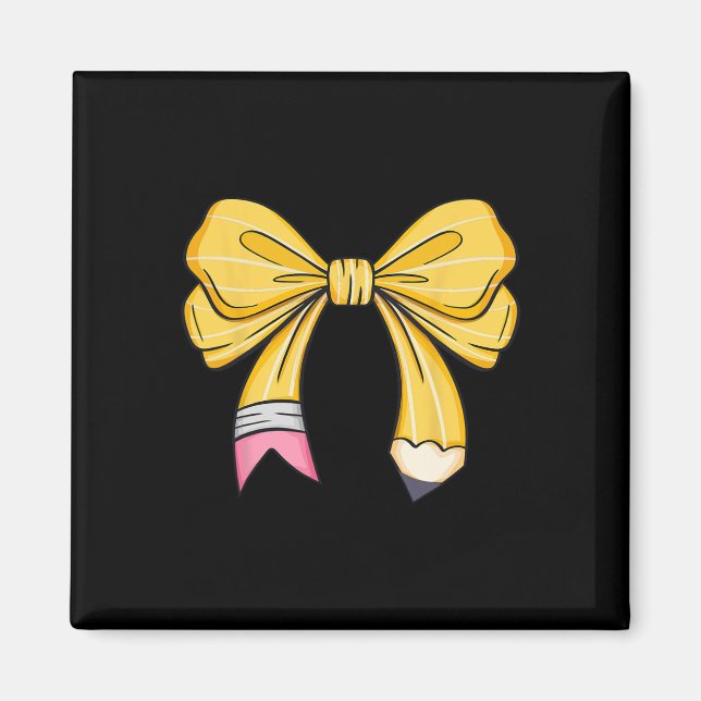 Teacher Student Coquette Bow Pencil First Day Back Magnet (Front)