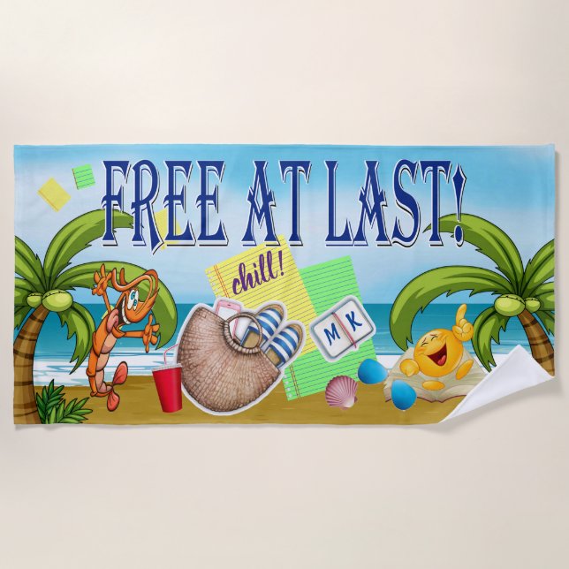 Teacher / Student / Grad / Retirement  Beach Towel (Front)