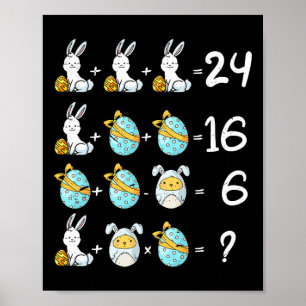 Teacher Student Math Operations Quiz Easter Chicke Poster