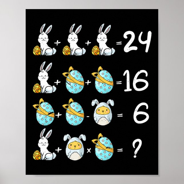 Teacher Student Math Operations Quiz Easter Chicke Poster (Front)