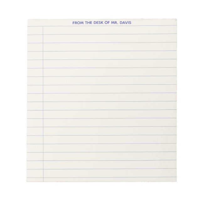 Teacher Student Notepad Lined Paper A Note From (Front)