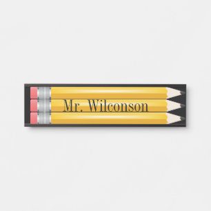 Teacher Student Pencils Nameplate Wall Desk Sign