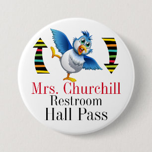 Teacher Student Restroom Pass 7.5 Cm Round Badge