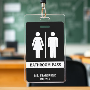 Teacher Student School Restroom Bathroom Pass ID Badge