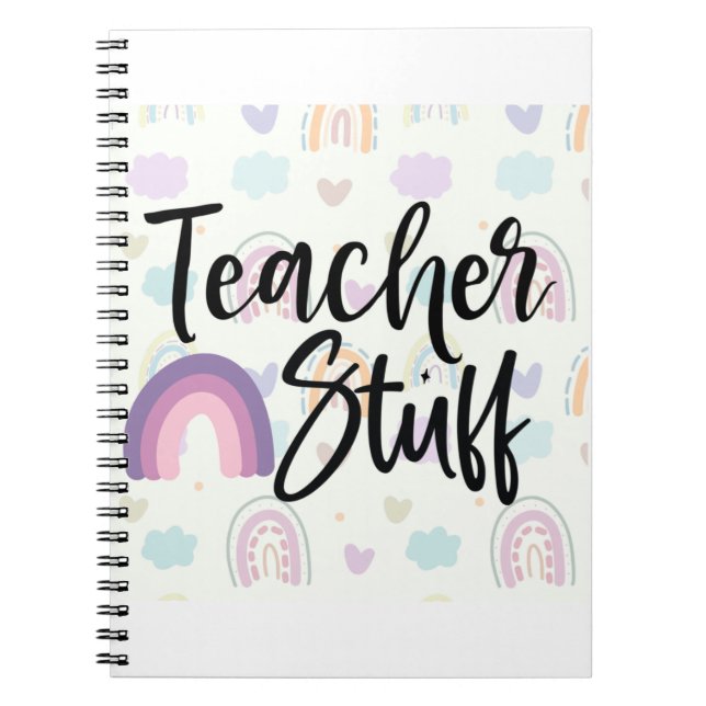Teacher Stuff Boho Rainbow Notebook (Front)