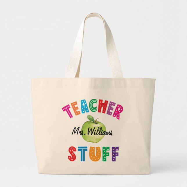 Teacher Stuff Green Apple  Tote Bag (Front)