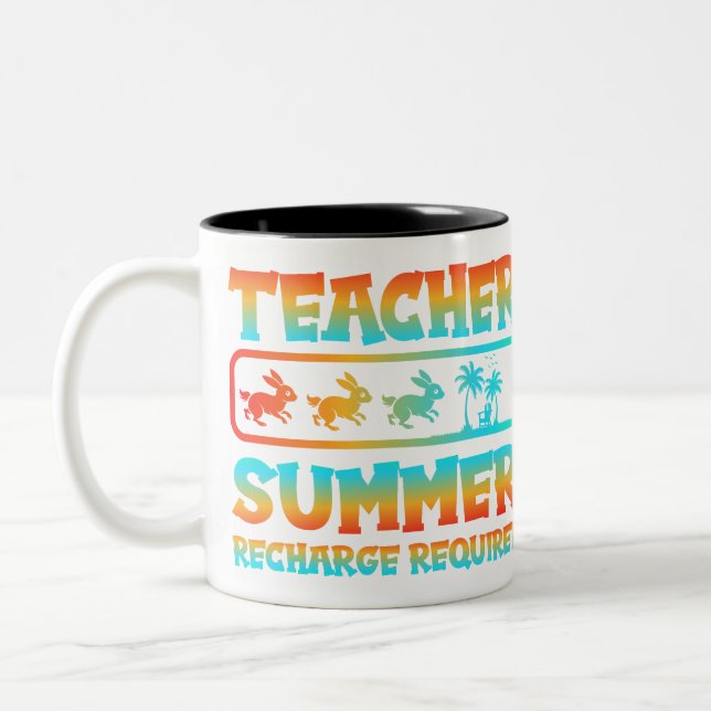 Teacher Summer Recharge Required Rabbit palm Mug (Left)