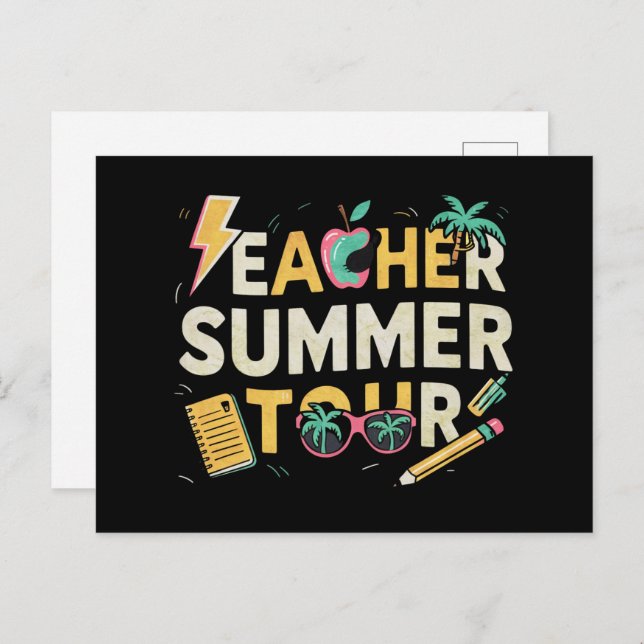 Teacher Summer Tour 2024 Last Day of School  Postcard (Front/Back)