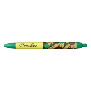 Teacher Sunflowers Cheerful Thank You Black Ink Pen