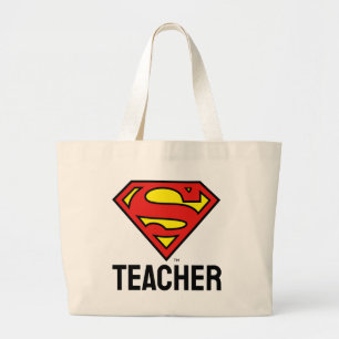 Teacher Superman S-Shield Superman Logo Large Tote Bag