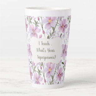 Teacher Superpower Floral  Latte Mug