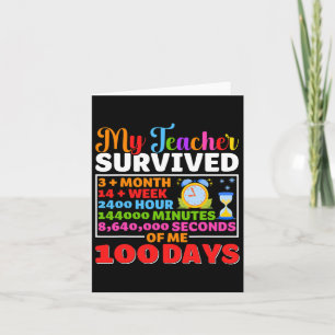 Teacher Survive 100 Days Of Me Fun 100 Day Of Scho Card