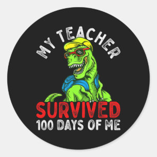 Teacher Survived 100 Days Of Me 100 Days Of School Classic Round Sticker