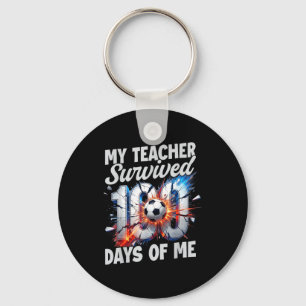 Teacher Survived 100 Days Of Me 100th Day Of Schoo Key Ring