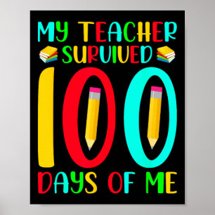 Teacher Survived 100 Days Of Me 100th Day Of Schoo Poster
