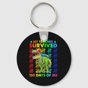 Teacher Survived 100 Days Of Me Dinosaur T-rex Boy Key Ring