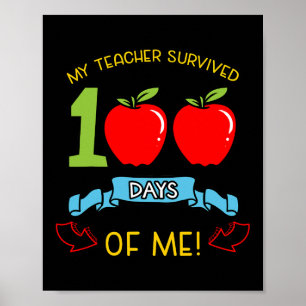 Teacher Survived 100 Days Of Me Kindergarten Stude Poster