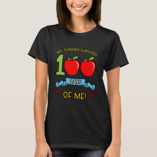 Teacher Survived 100 Days Of Me Kindergarten Stude T-Shirt
