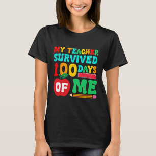 Teacher Survived 100 Days Student School Pencil Le T-Shirt