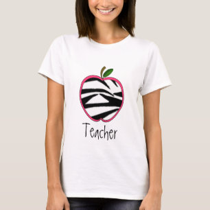 Teacher T Shirt - Zebra Print Apple