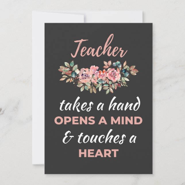 Teacher Takes A Hand Opens A Mind  Holiday Card (Front)