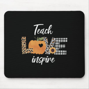 Teacher teach love inspire fall autumn pumpkin mouse pad