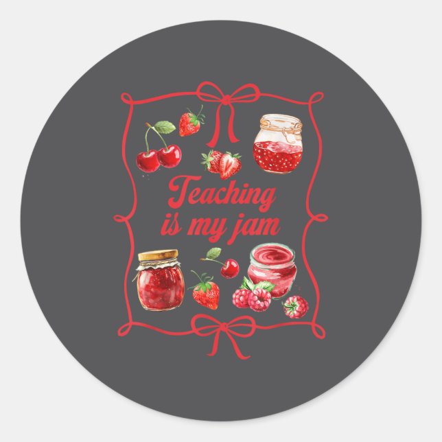 Teacher Teach Loves Insre Strawberry Teaching Is M Classic Round Sticker (Front)