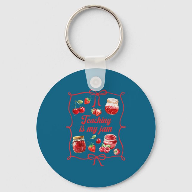 Teacher Teach Loves Insre Strawberry Teaching Is M Key Ring (Front)