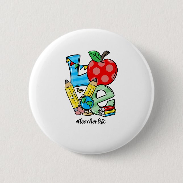 Teacher Teaching Stuff Love Apple Symbol  6 Cm Round Badge (Front)